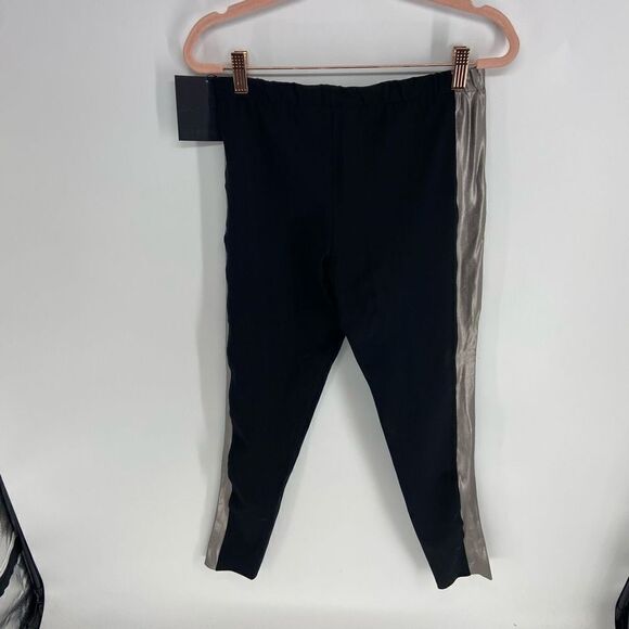 Norma Kamali Women's Black Elastic Waist Pull On Silver Side Leggings Medium NWT - Picture 4 of 8